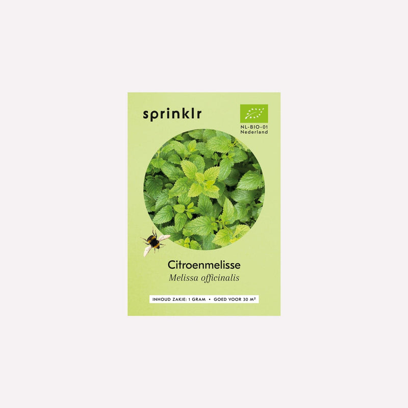 Voorkant zakje biologisch zaad Sprinklr - Citroenmelisse