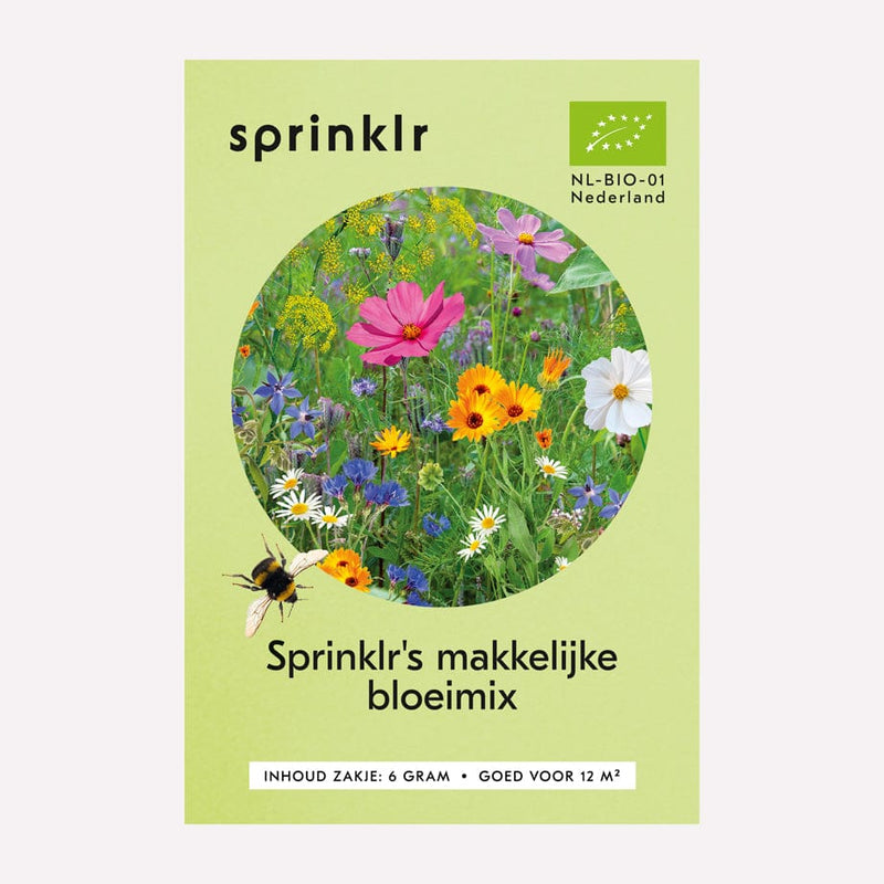 Voorkant zakje biologisch zaad Sprinklr - Sprinklr