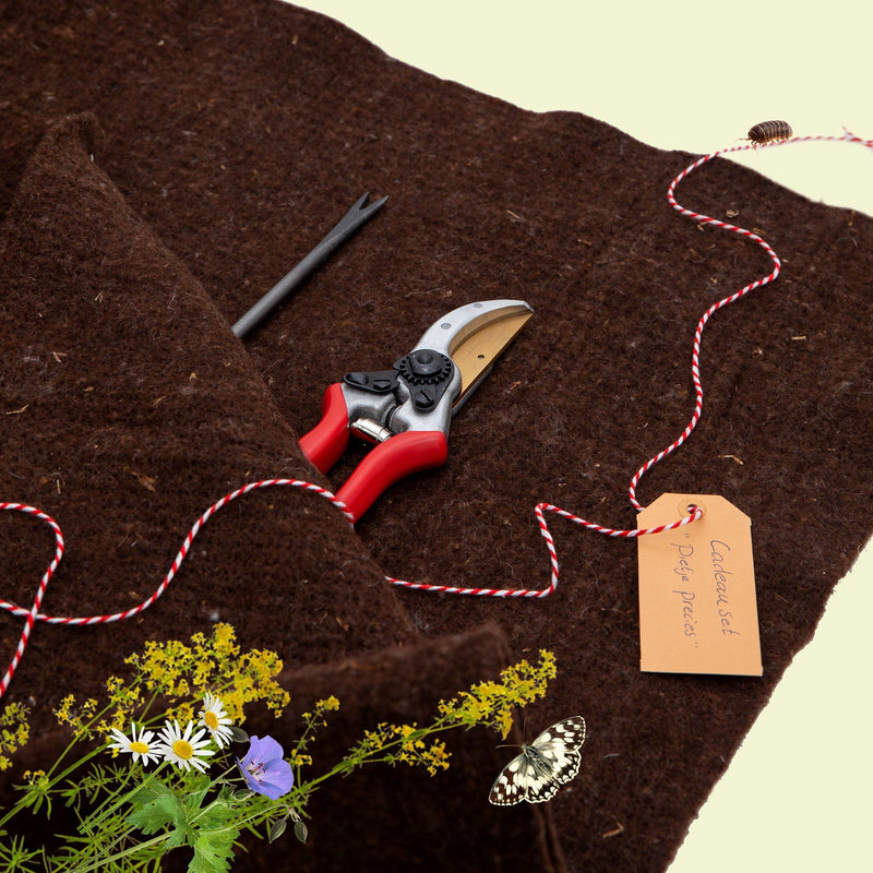 cadeaupakket, woldoek met tuingereedschap