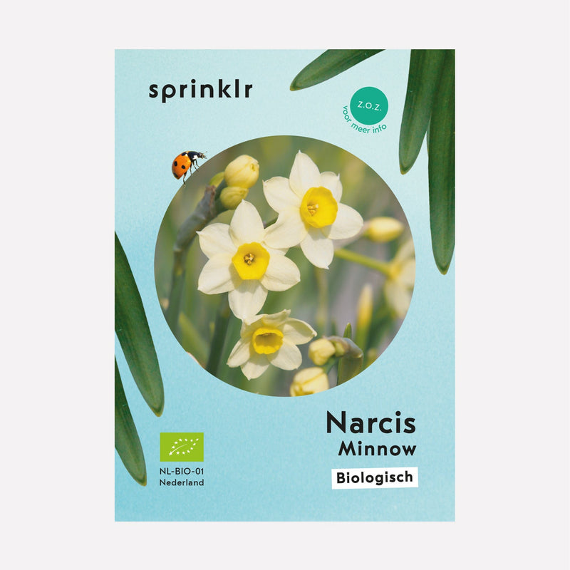 Sprinklr bollenlabel van Narcis Minnow