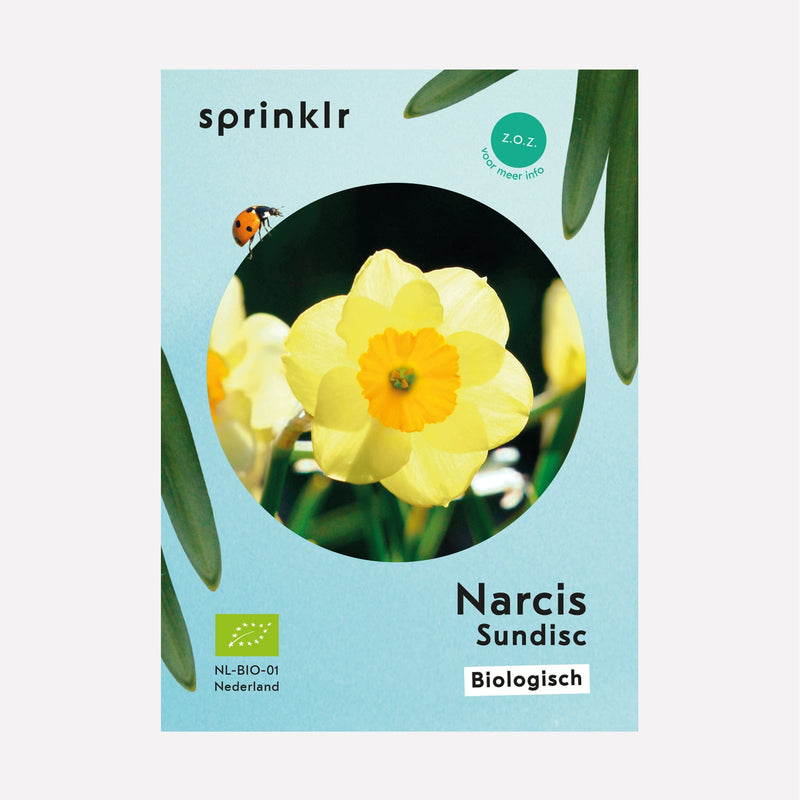 Sprinklr bollenlabel van Narcis Sundisc