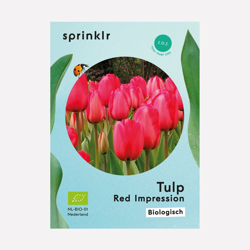 Sprinklr bollenlabel van Tulp Red impression