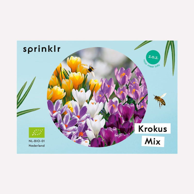 Label van biologisch gekweekte krokusmix