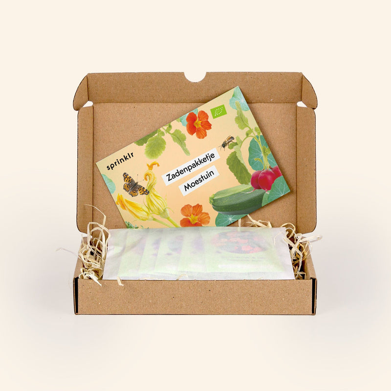 Zadenmix met biologische zaden voor de moestuin.