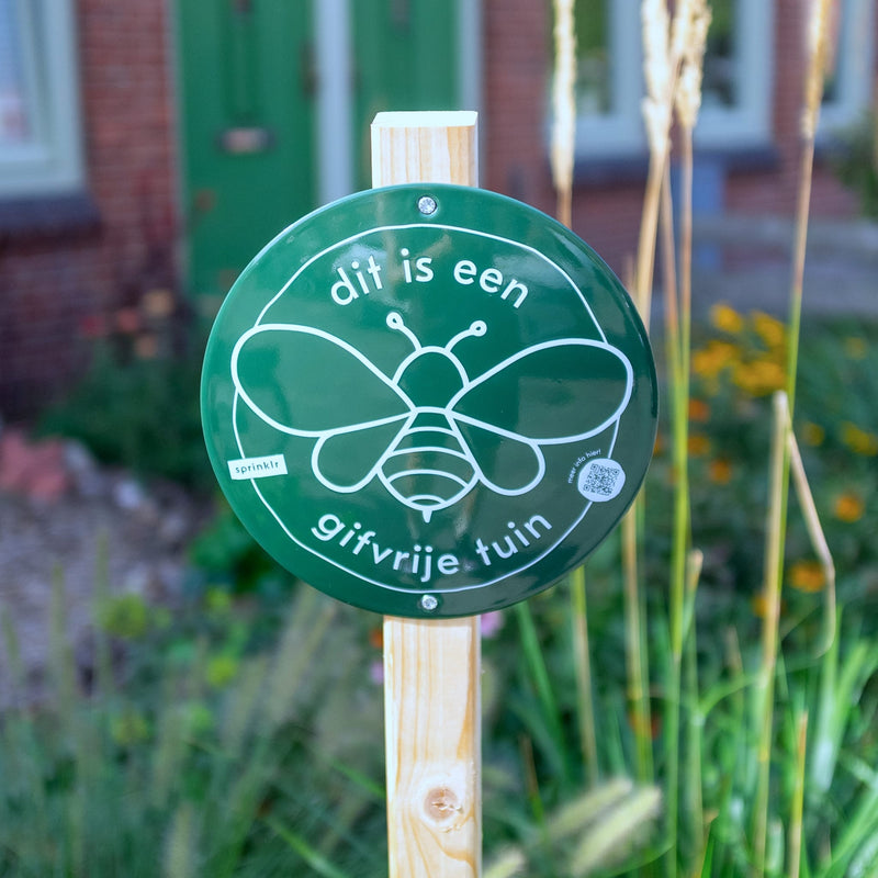 gifvrije tuinbord, borg met bij erop
