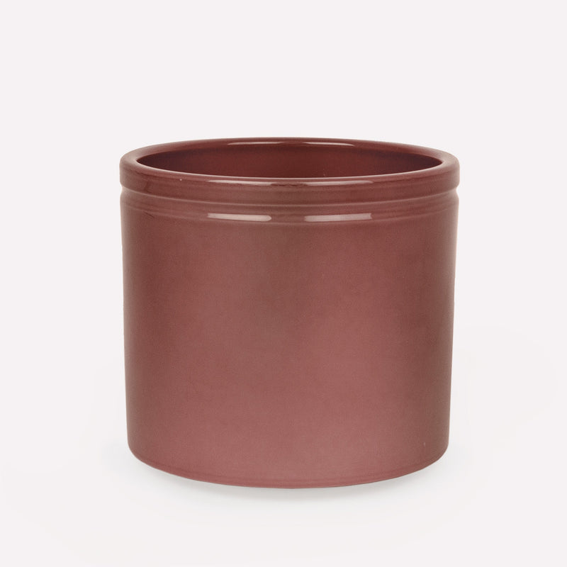 keramieken glanzende pot in licht wijnrode kleur